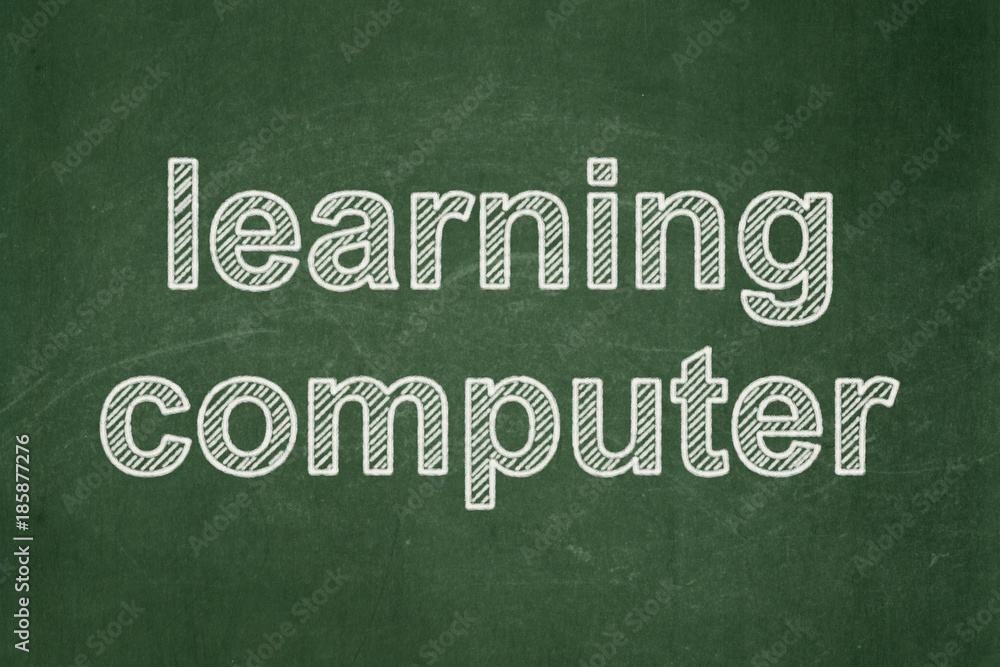 Obraz premium Education concept: text Learning Computer on Green chalkboard background