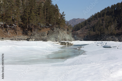 Ice melting in the river in early spring, Katun River, Altai, Russia © Nataliia Makarova