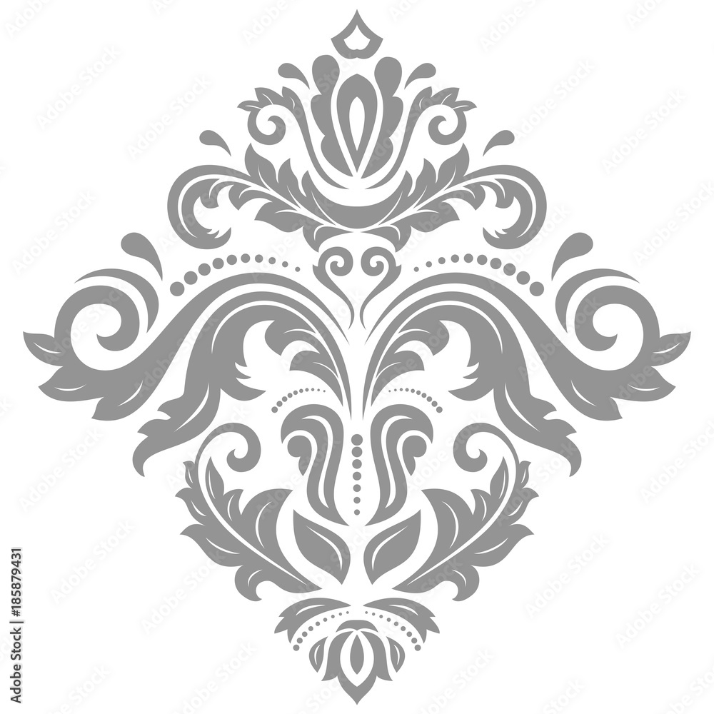 Elegant vector silver ornament in classic style. Abstract traditional pattern with oriental elements. Classic vintage pattern
