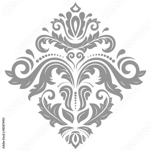 Elegant vector silver ornament in classic style. Abstract traditional pattern with oriental elements. Classic vintage pattern