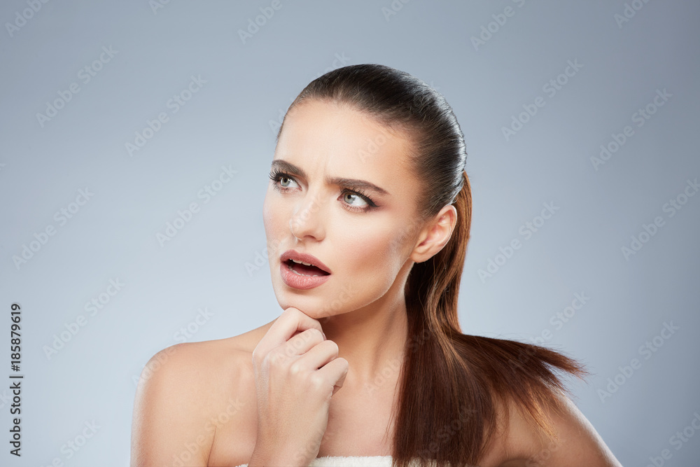 Beauty portrait of serious girl Beauty portrait of serious girl
