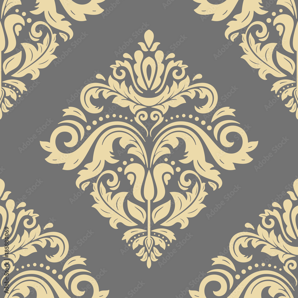 Classic seamless vector pattern. Damask orient golden ornament. Classic vintage background