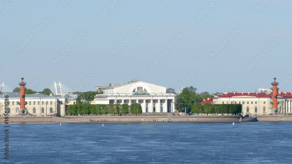 Neva and Spit of the Vasilievsky Island in the summer day - St. Petersburg, Russia