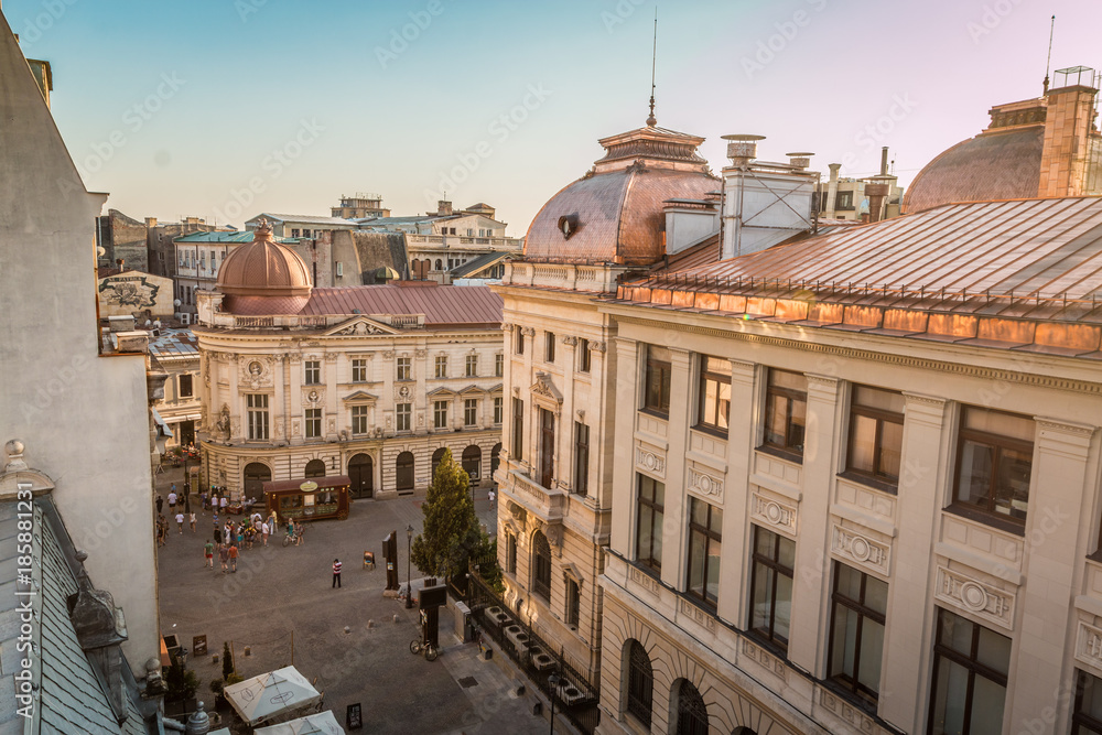 Old city of Bucharest in Romania