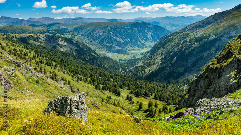 Naklejka premium Mountain pass, Altay, Siberia, Russia, Autumn