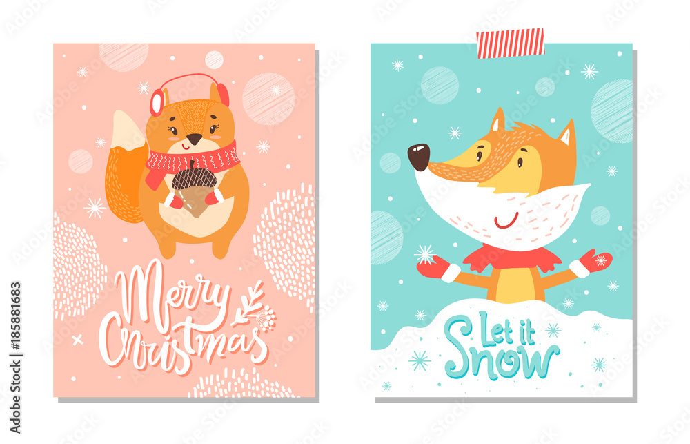 Let it Snow Merry Christmas on Vector Illustration Let it Snow Merry Christmas on Vector Illustration