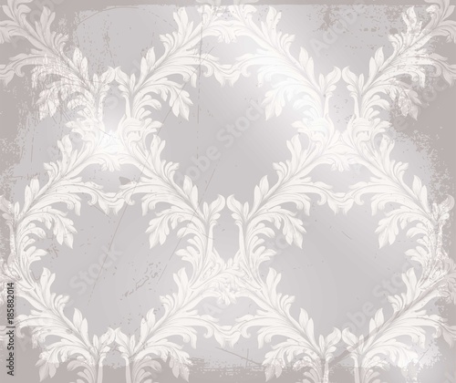 Baroque pattern grunge background Vector. Vintage handmade ornament decor texture