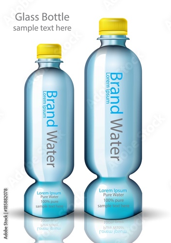 Water bottle original shape Vector realistic design. Product packaging mock u...