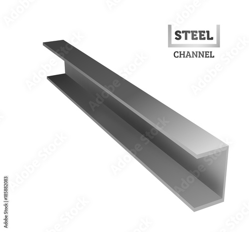 Steel I-beam. Logo of the channel. Realistic vector illustration.