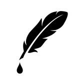 Feather and ink drop vector icon