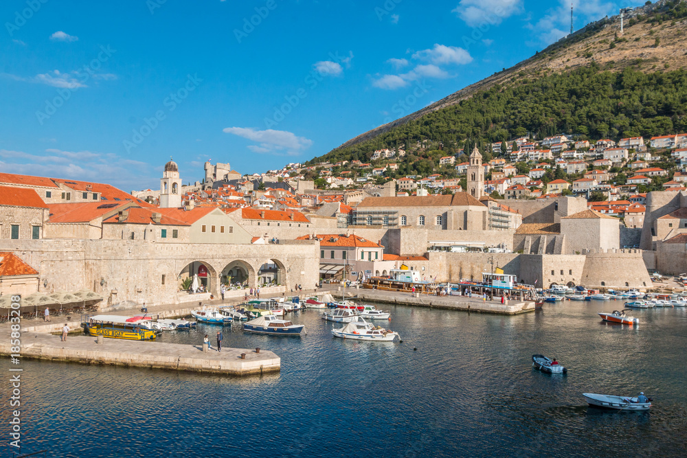 Panoramic view of Dubrovnik port