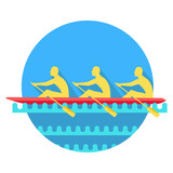 Sports Rowing on Canoe Flat Style Vector Icon