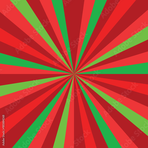 sunburst ray vector Christmas or new year colored pattern with red and green diagonal line  stripes background illustration. Vector illustration for design  banner  card  poster.