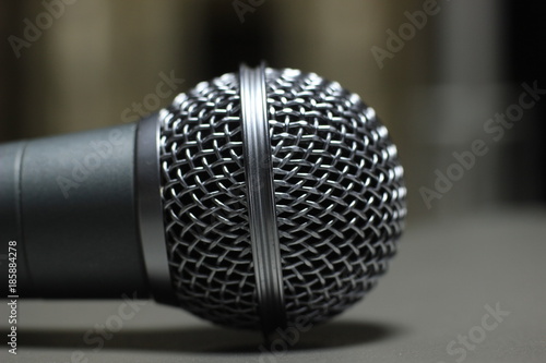the microphone on blurred background