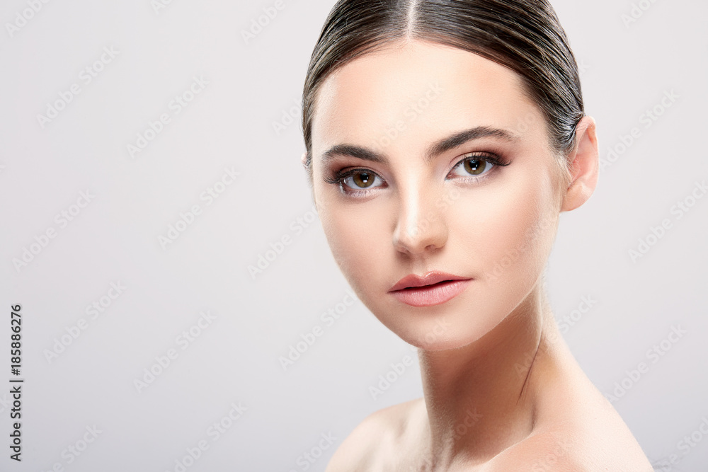 Perfect girl with nude make up at studio Perfect girl with nude make up at studio