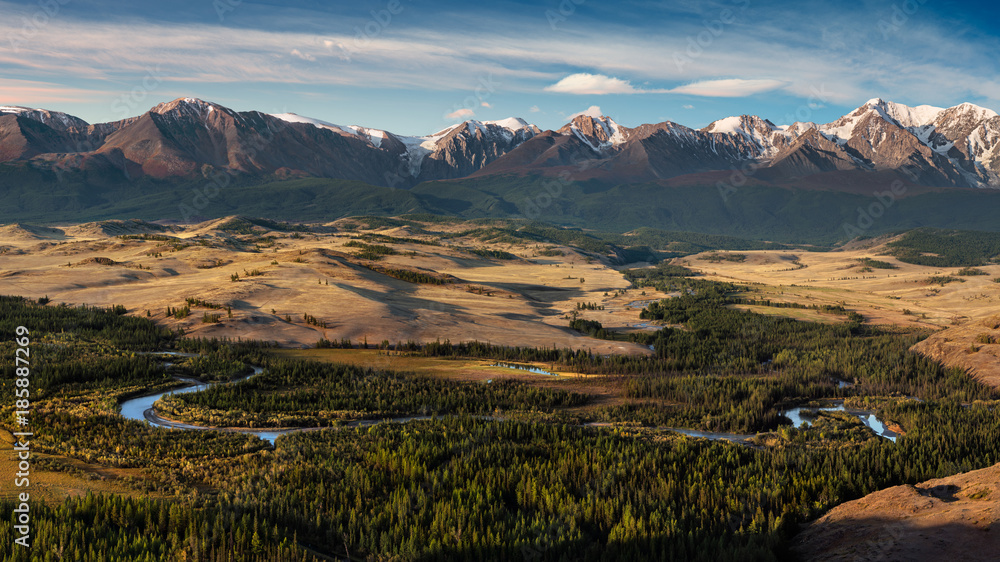 View of Chuya ridge of Altai mountains, West Siberia, Russia