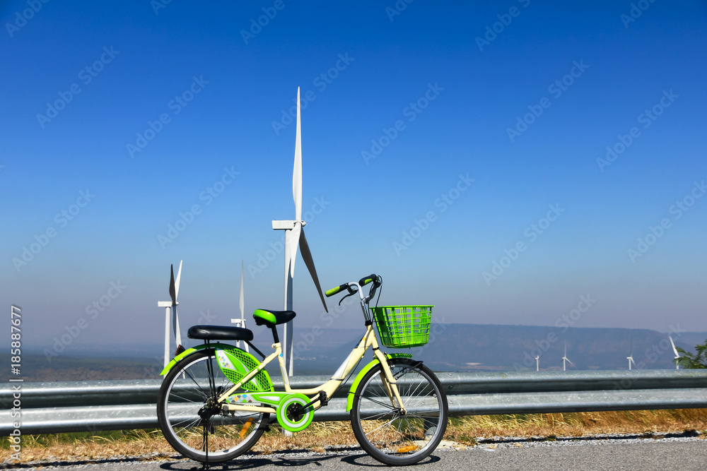 Fototapeta premium Close up of pedal of green bicycle outdoor