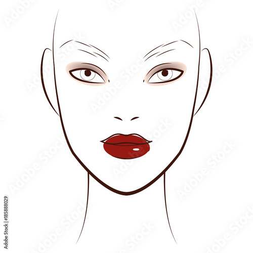 Face chart Makeup Artist Blank. Template. Vector illustration.