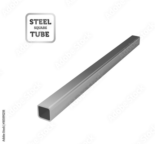 Steel square tube. Metalwork logo. Vector realistic illustration