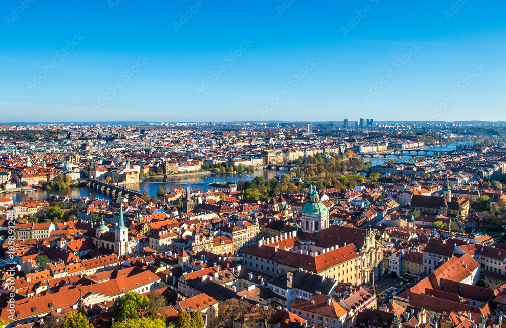 Bird view of Prague city