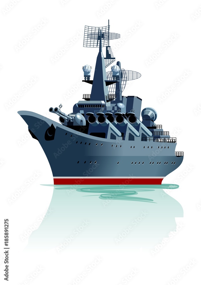 Naklejka premium Cartoon battleship.