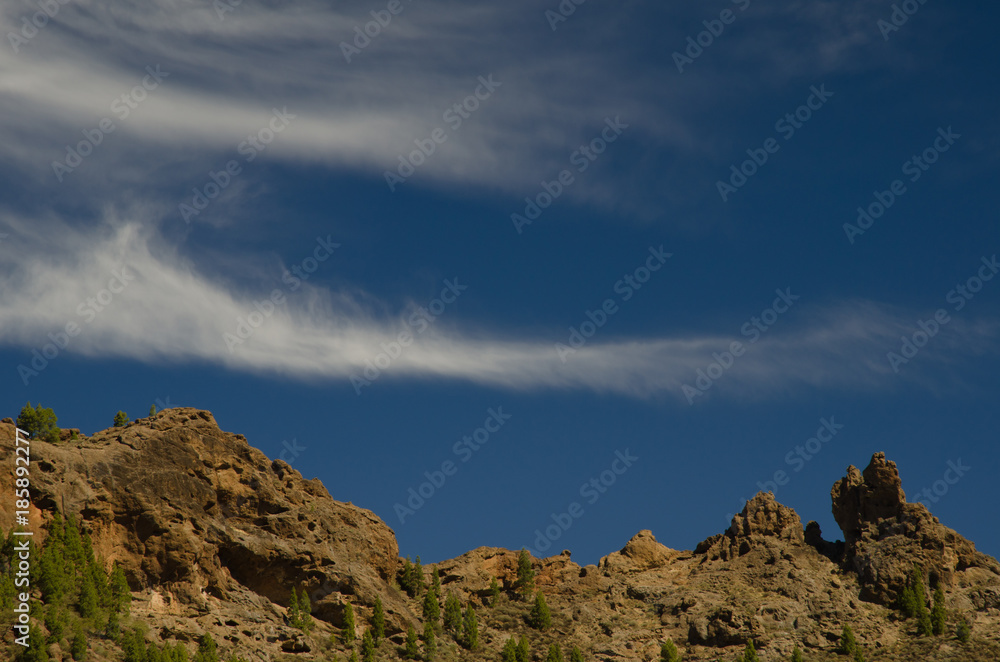 Cliff and clouds. The Nublo Natural Monument. Tejeda. Gran Canaria. Canary Islands. Spain.