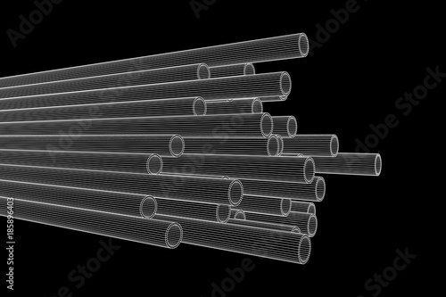 Wireframe low poly mesh construction metallurgy round tubes profile vector illustration