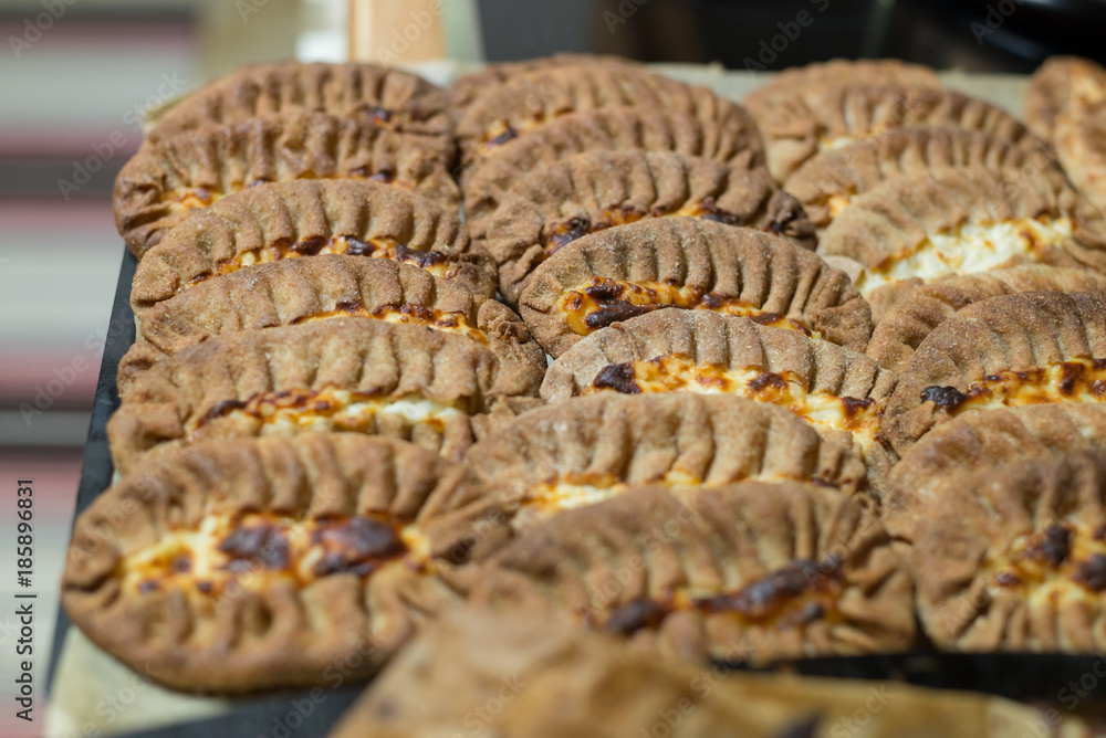 Homemade Karelian Pasties, close-up Homemade Karelian Pasties, close-up