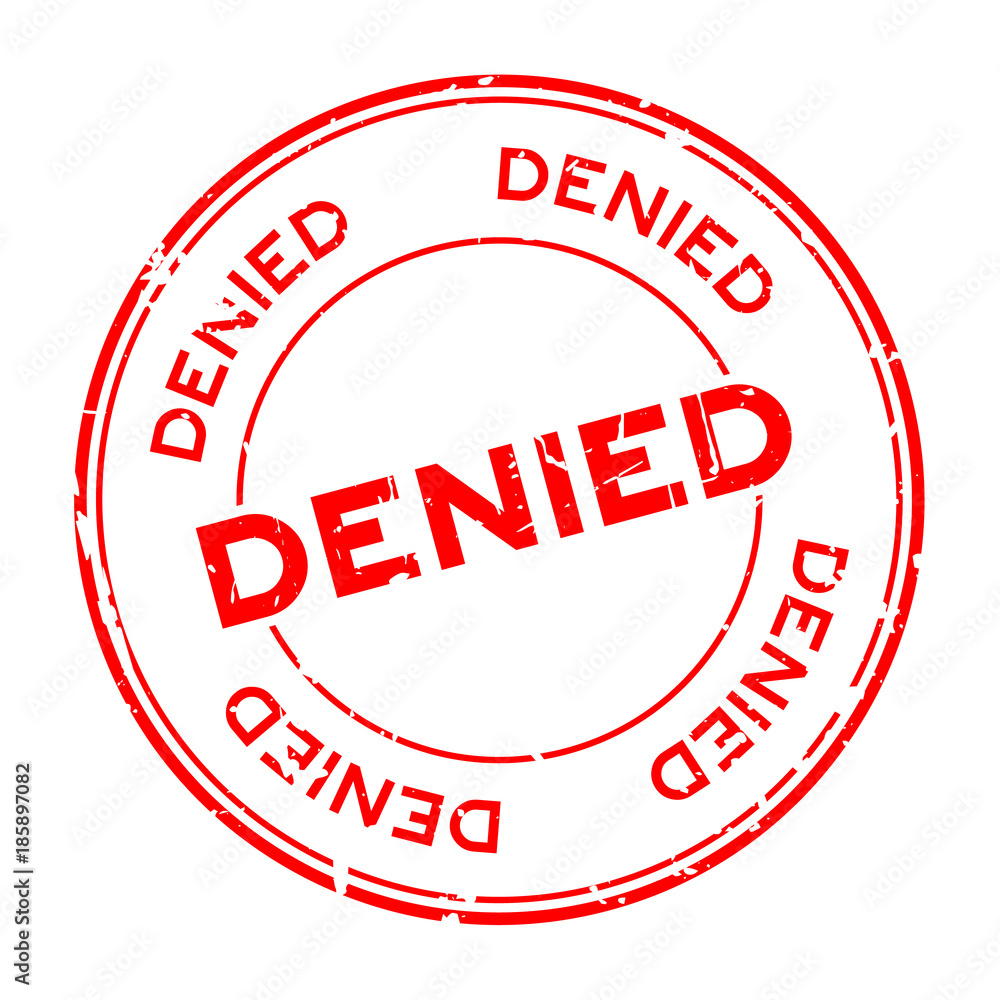Grunge red denied round rubber seal stamp on white background Grunge red denied round rubber seal stamp on white background