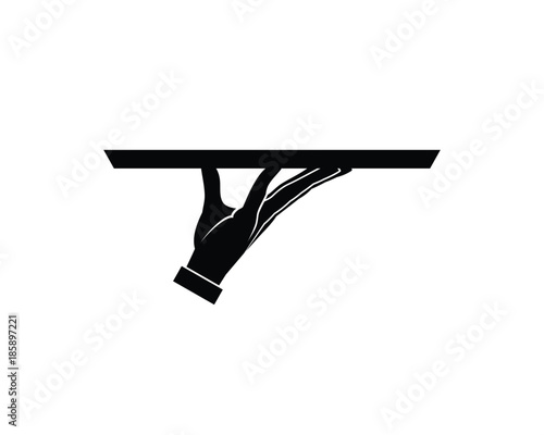Hand Carrying Tray on the Restaurant, Cafe or Bar - Waiter Hand Illustration Symbol Logo Vector