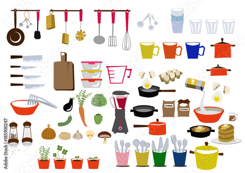 キッチン用品のアイコン素材集。生活用品のアイコン。