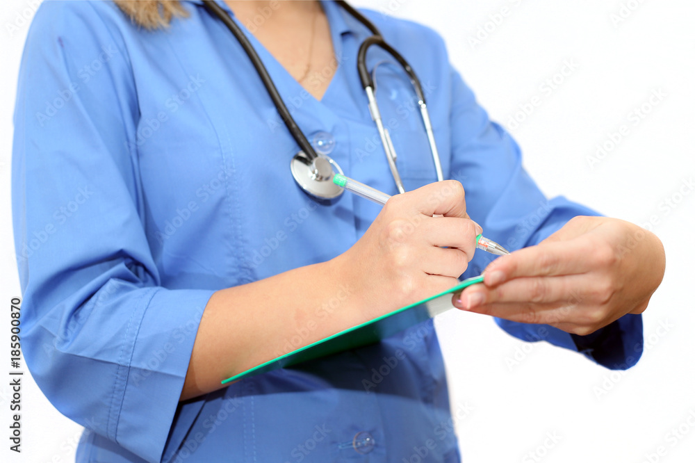 doctor on white background isolated prescribes recipe doctor on white background isolated prescribes recipe