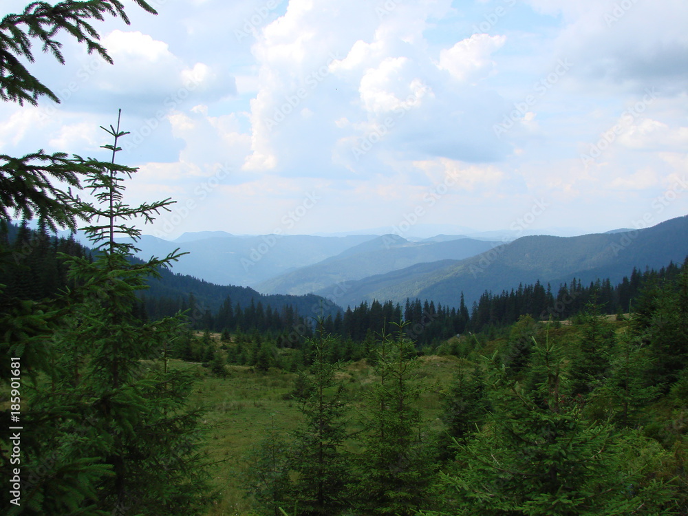 Carpathian nature landscape against the backdrop of mountain ranges. Carpathian nature landscape against the backdrop of mountain ranges.