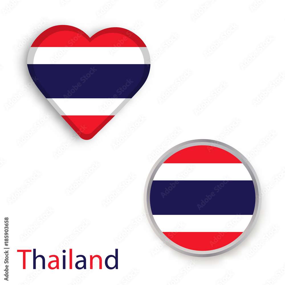 Heart and circle symbols with Flag of Thailand. Heart and circle symbols with Flag of Thailand.