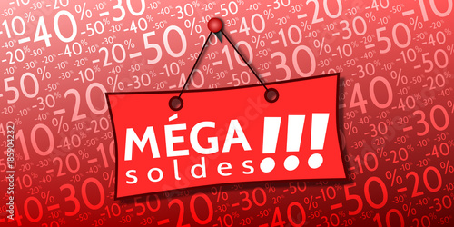 Fond de % Pancarte Méga Soldes !!! -10% à -50%