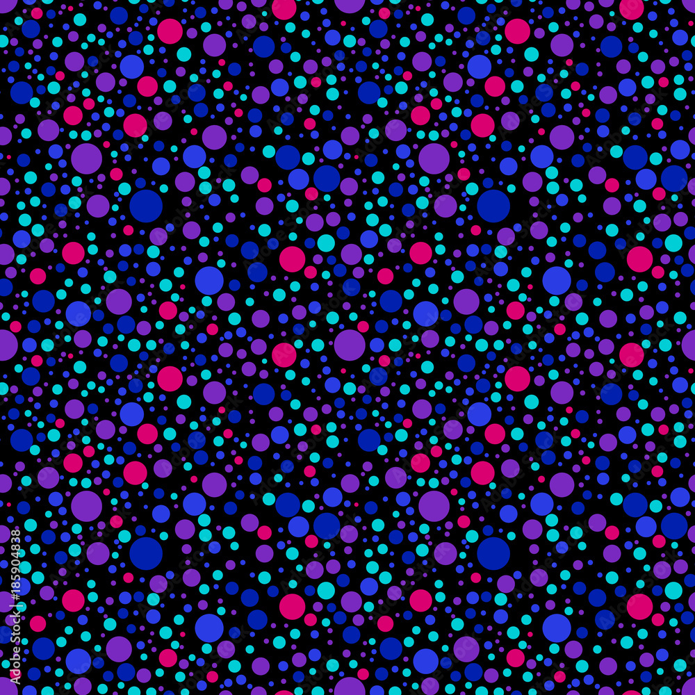 Dot seamless pattern with neon color. Dynamic pattern with bubbles