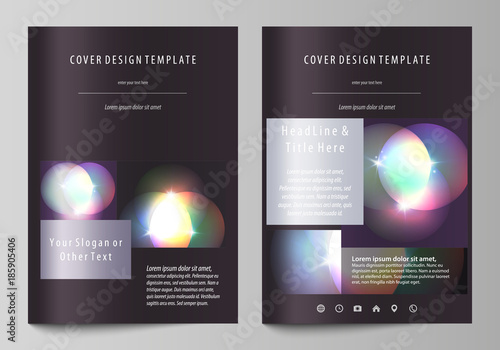 Business templates for brochure, magazine, flyer, booklet or annual report. Cover template, abstract vector layout in A4 size. Retro style, mystical Sci-Fi background. Futuristic trendy design.