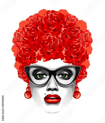 Woman with a flower hairdo 