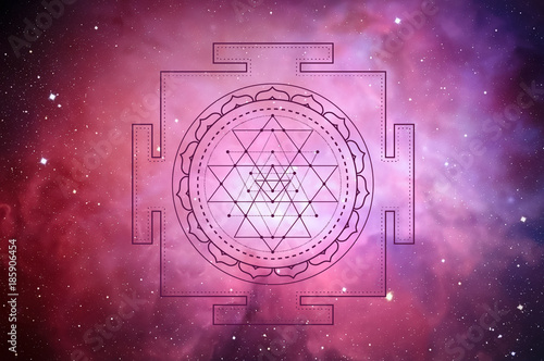 Obraz na plátně Sri Yantra - Heilige Geometrie - kosmisches Energiefeld