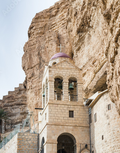 Belfry in the monastery of St. George Hosevit (Mar Jaris) in Wadi Kelt near Mitzpe Yeriho in Israel photo