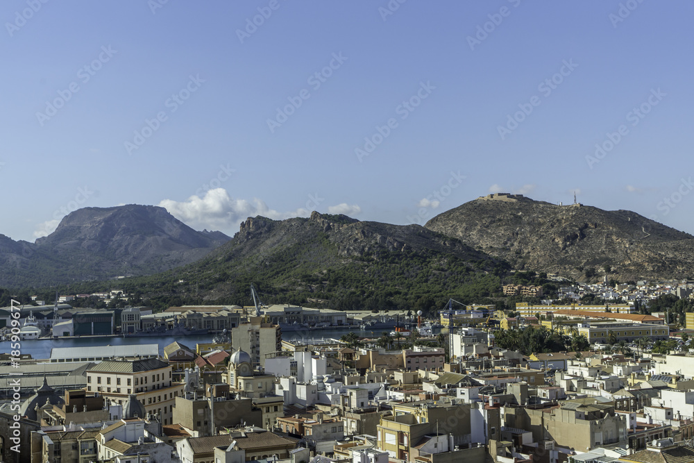 Rooftops of the city of Cartagena, Spain
