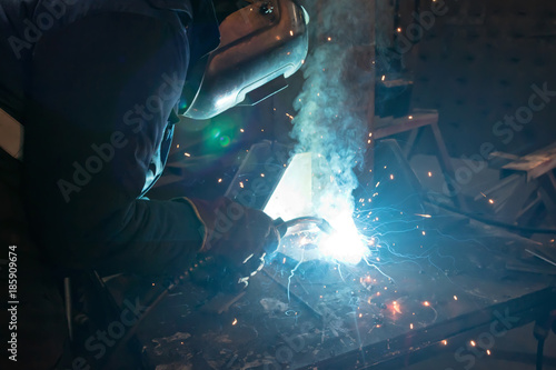 Semi-automatic welding of metal structures in the shop