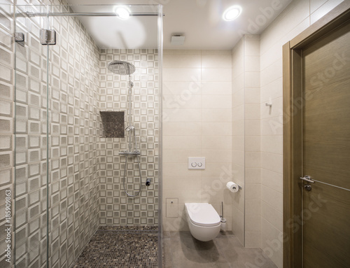 Bathroom and toilet in the modern apartment.