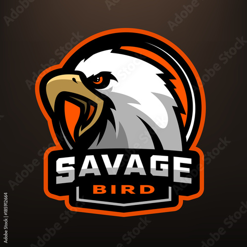 Savage bird. Eagle sports logo.