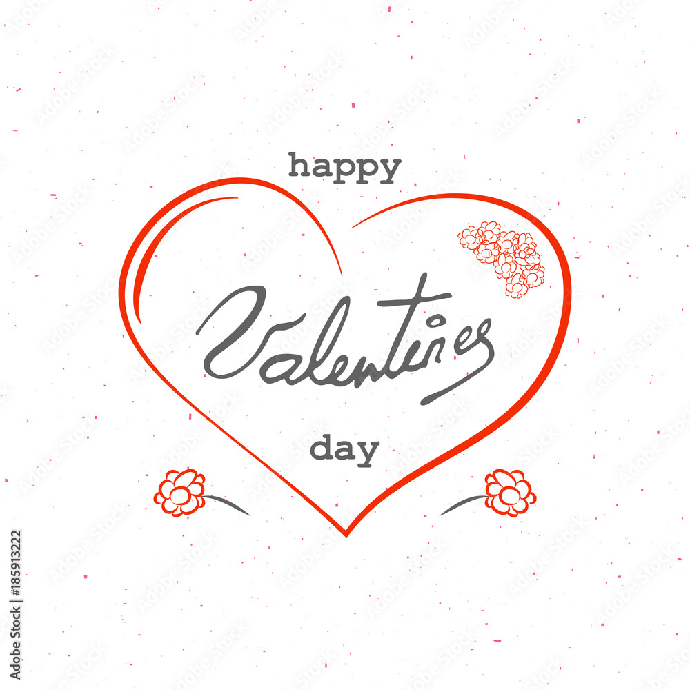 Valentines day design with text, hearts and flowers