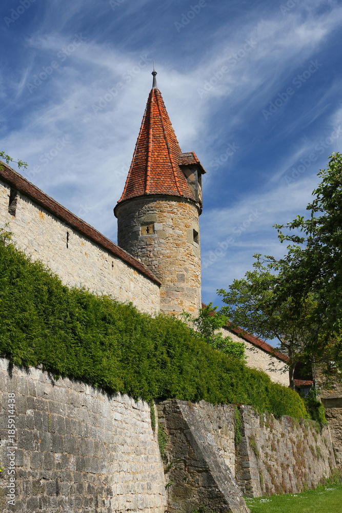 Wehrturm in Rothenburg ob der Tauber, Bayern, Deutschland