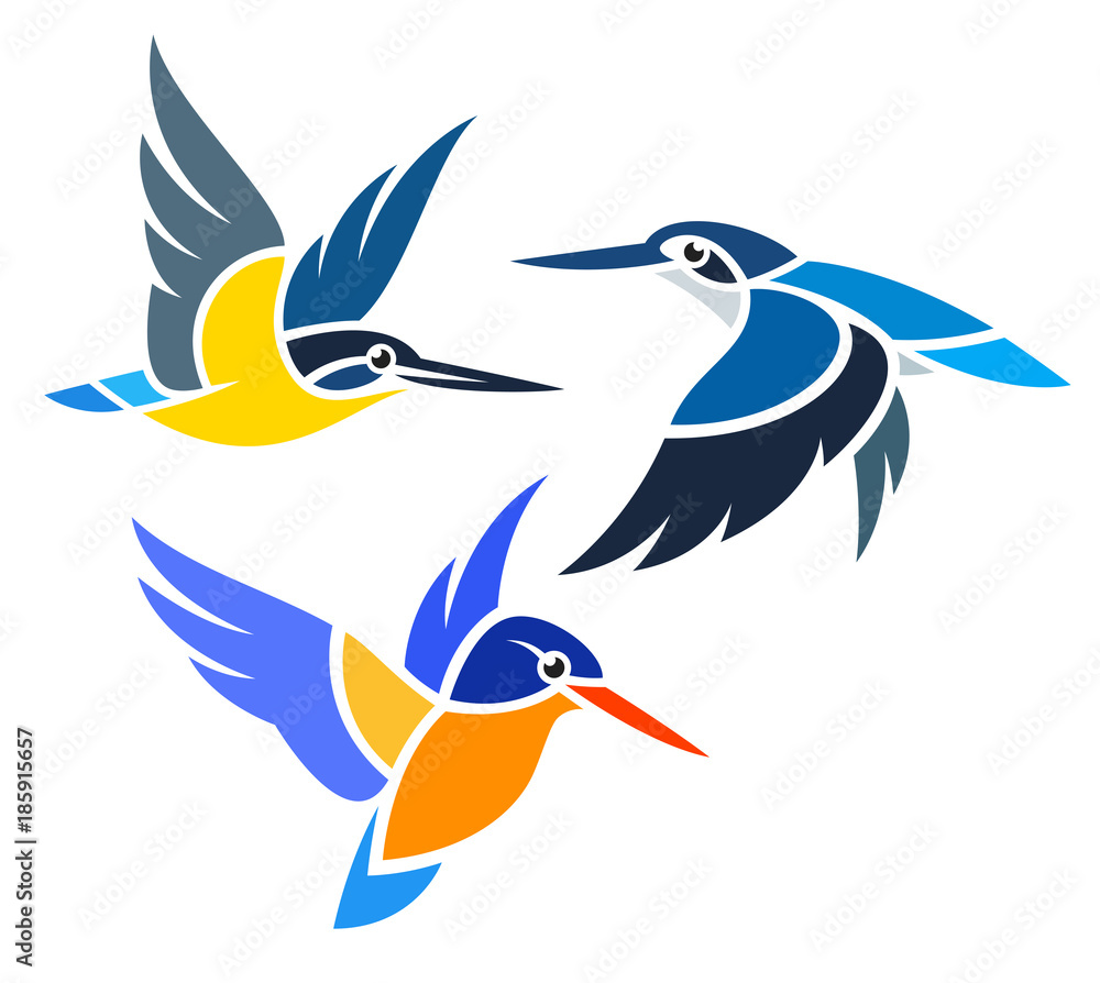 Stylized Birds - Kingfishers in flight Stylized Birds - Kingfishers in flight