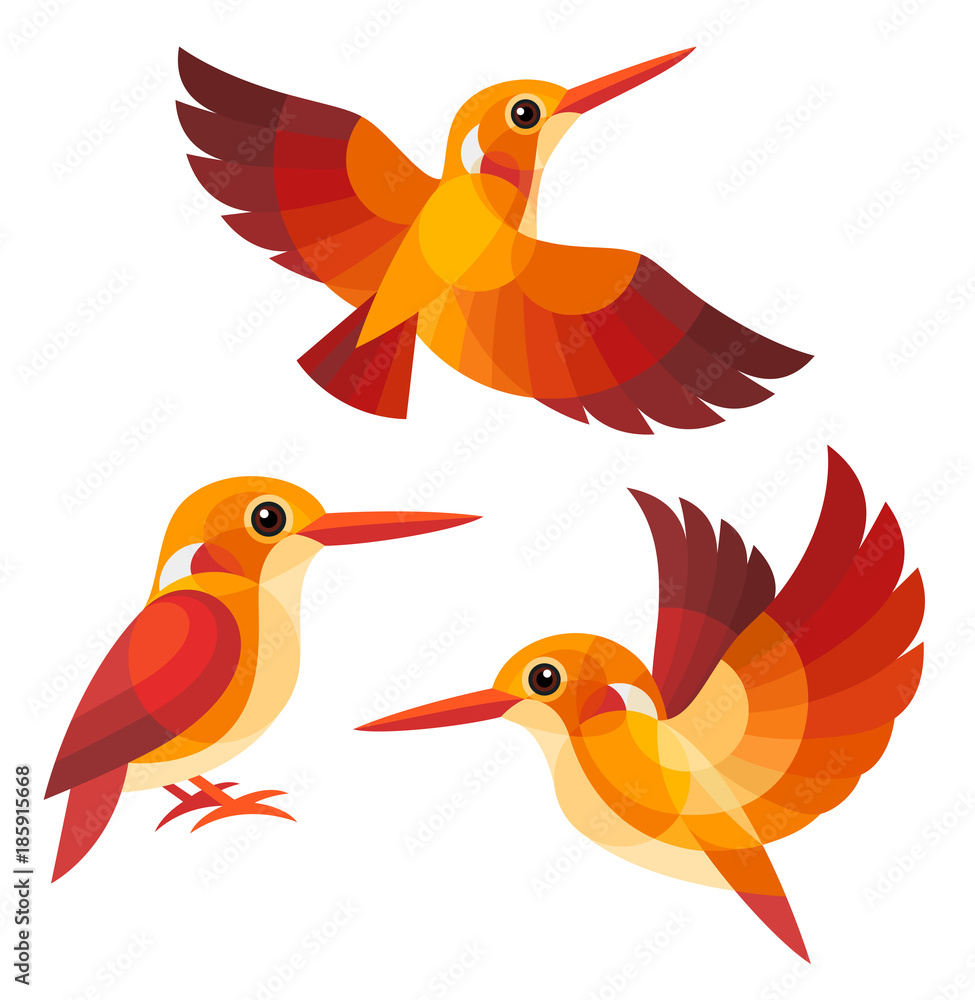 Stylized Birds - Madagascan Pygmy Kingfisher Stylized Birds - Madagascan Pygmy Kingfisher