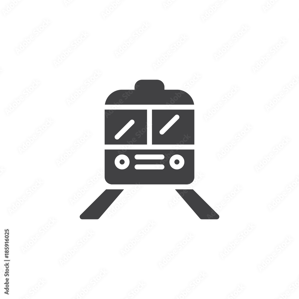 Train icon vector, filled flat sign, solid pictogram isolated on white. Railway symbol, logo illustration