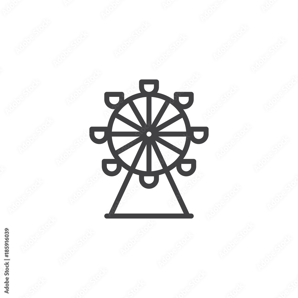 Ferris wheel line icon, outline vector sign, linear style pictogram isolated on white. Park carousel symbol, logo illustration. Editable stroke Ferris wheel line icon, outline vector sign, linear style pictogram isolated on white. Park carousel symbol, logo illustration. Editable stroke